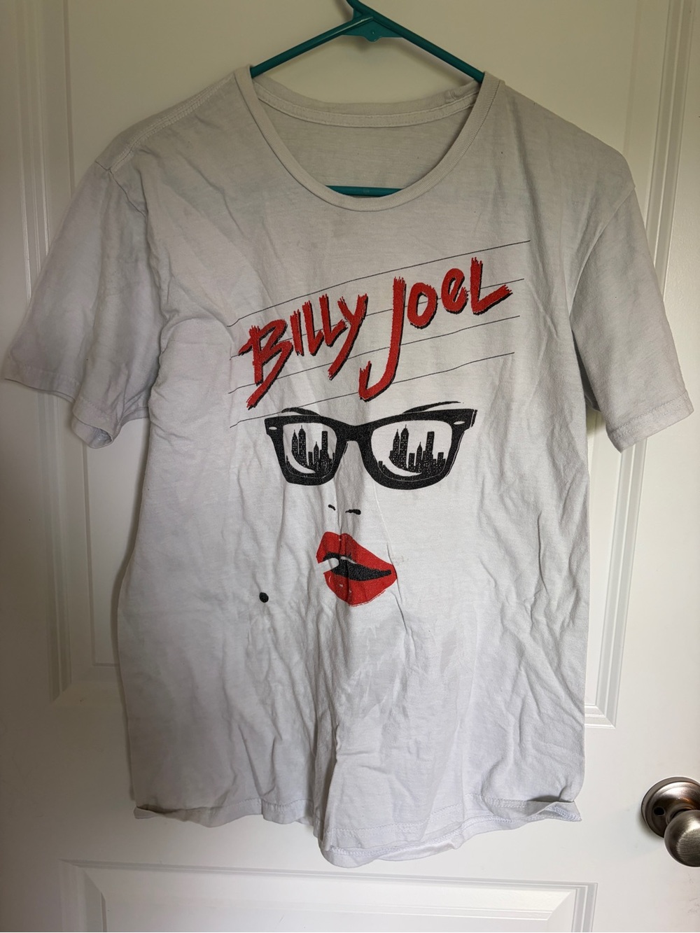 Billy Joel uptown girl tee- White with Red & Black Print